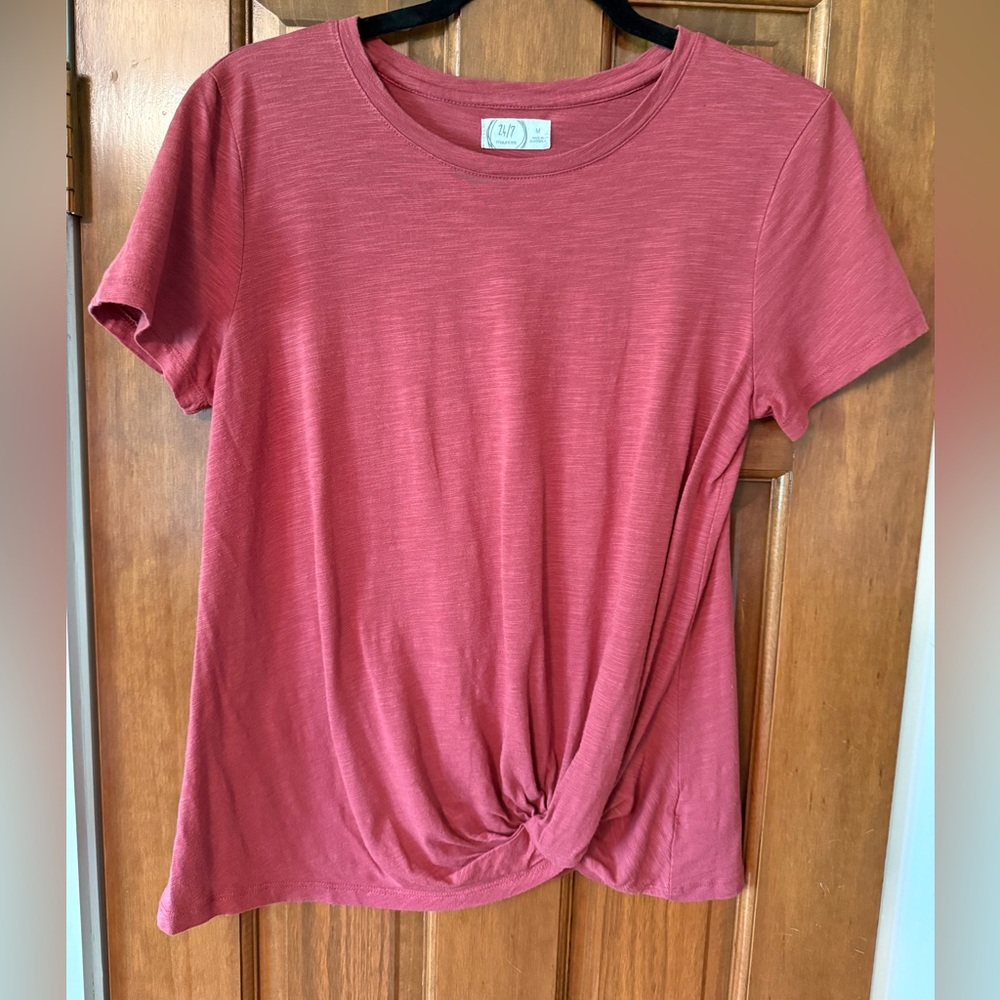 Maurice’s Women's Burnt Orang Knot Front Shirt